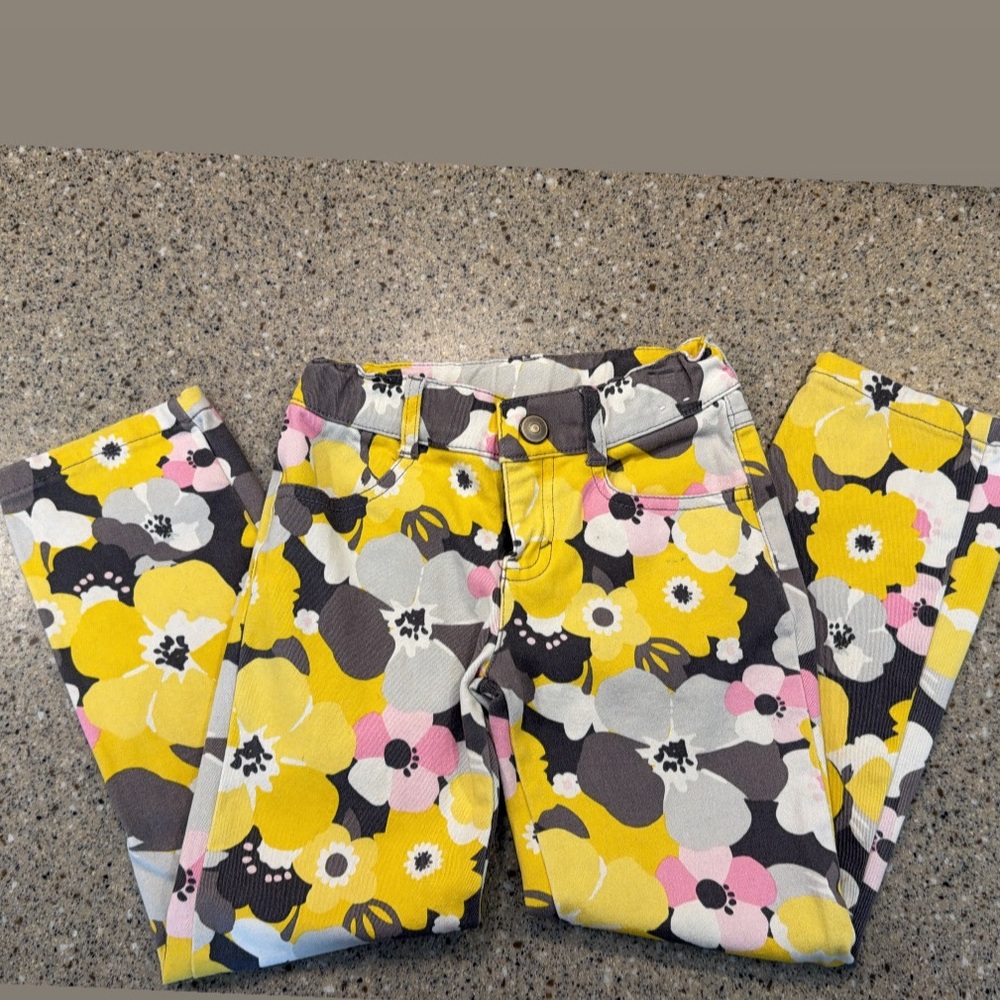 Gymboree Floral Kids Casual Pants - Yellow, Pink, Gray